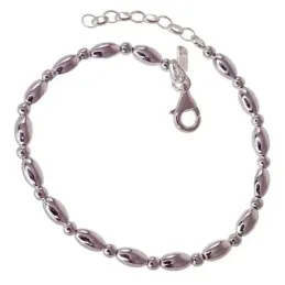 Pulsera plata Ley 925m toneles bolas 3 mm. [AB4315]