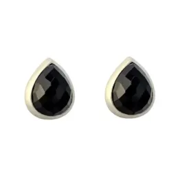 Pendientes plata ley 925m lágrima piedra ónix [AB2525]