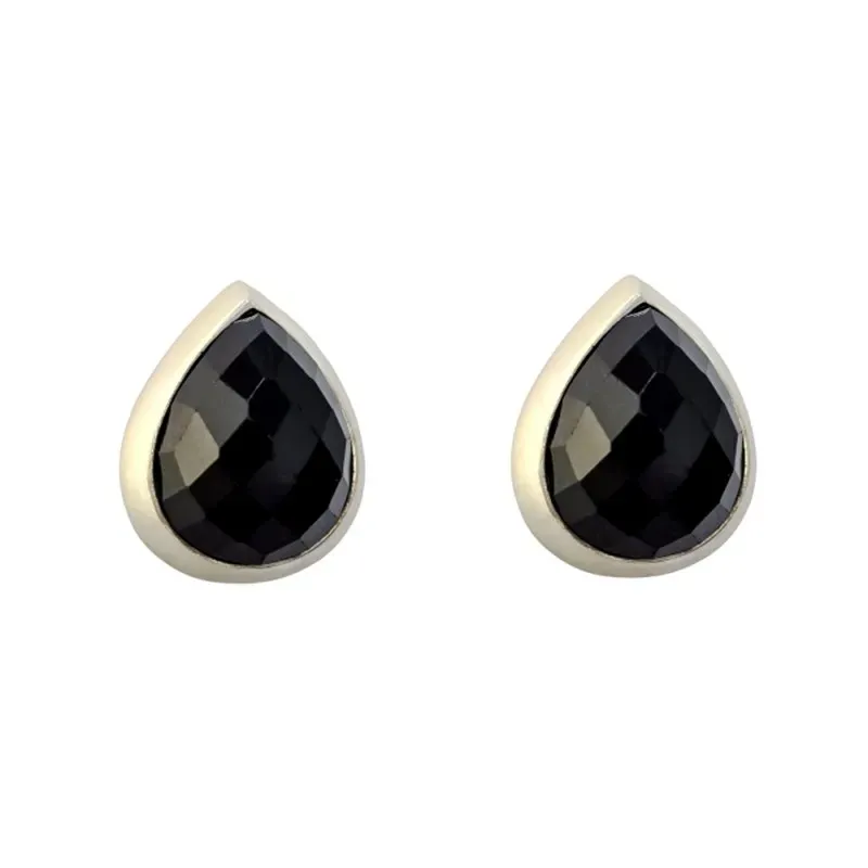 Pendientes plata ley 925m lágrima piedra ónix [AB2525]