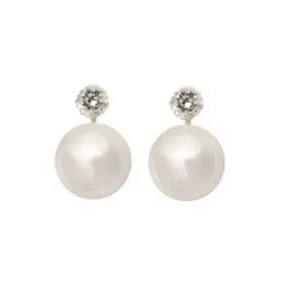 Pendientes plata ley 925m garrita media perla 14mm. [AB2510]