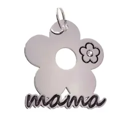 Colgante plata Ley 925m piedra flor calada MAMÁ 26mm. [AB1619]