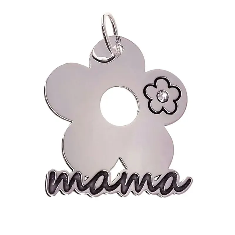 Colgante plata Ley 925m piedra flor calada MAMÁ 26mm. [AB1619]