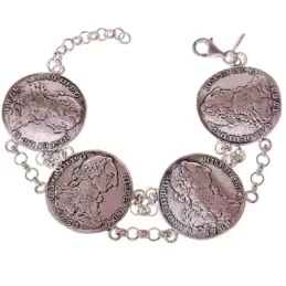 Pulsera plata ley 925m cadena rolo monedas 25mm. [AB2513]