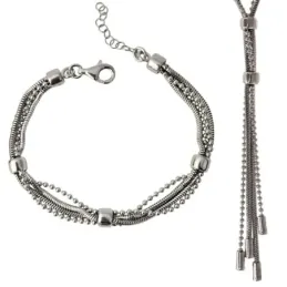 Juego plata Ley 925m pulsera gargantilla [AB0876]