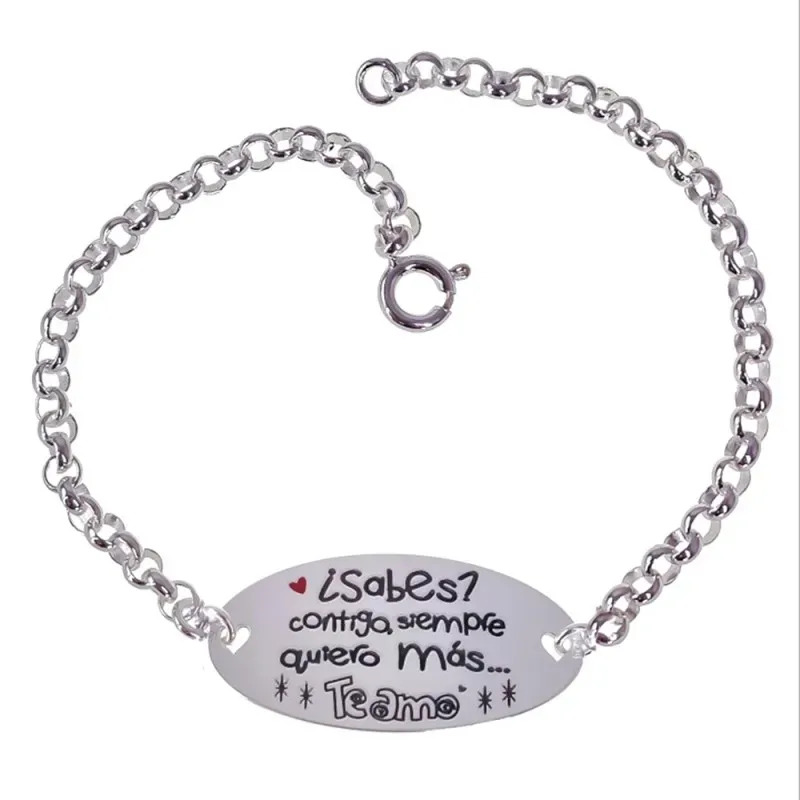 Pulsera plata Ley 925m 17.5cm. cadena rolo chapa corazones [AB5367GR]