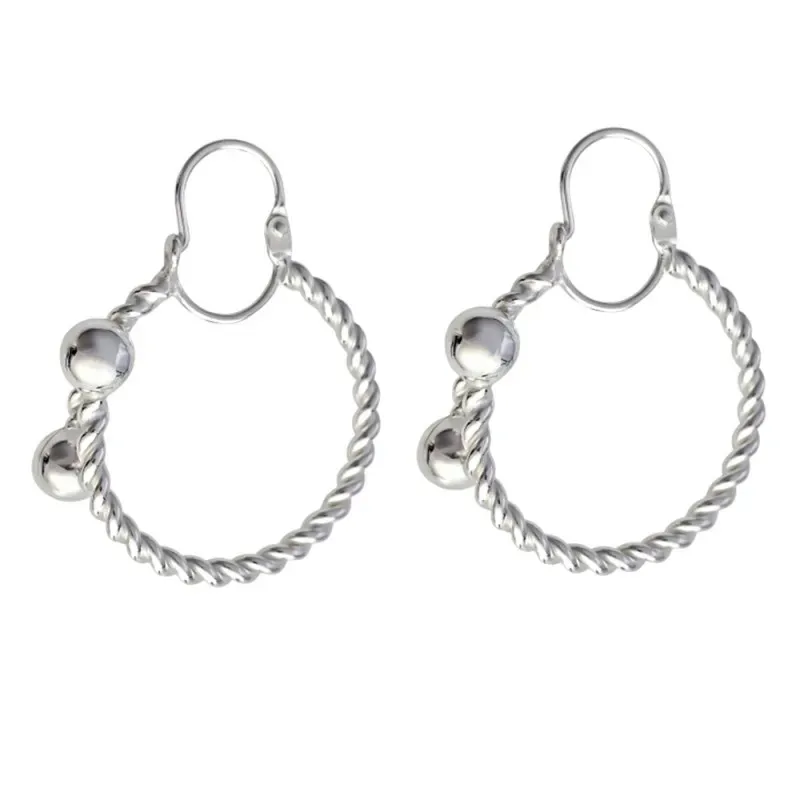 Pendientes plata Ley 925m aro tonisa bolas 6mm. [AB1173]