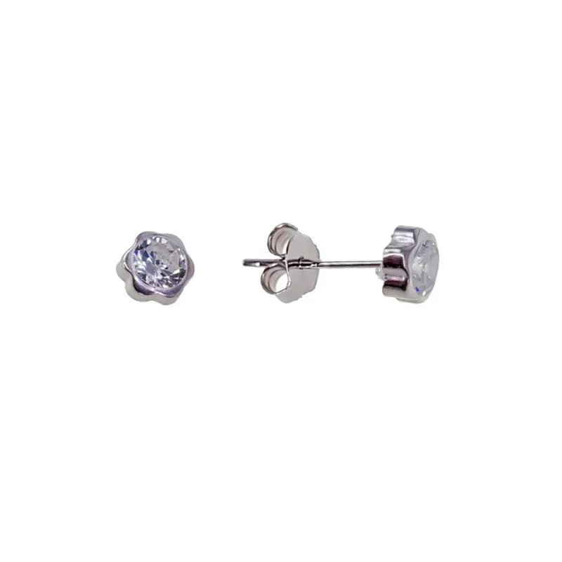 Pendientes plata ley 925m chatón 3mm. flor [AB2662]