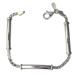 Pulsera plata Ley 925m cadena bismarck entrepiezas [AB4394]