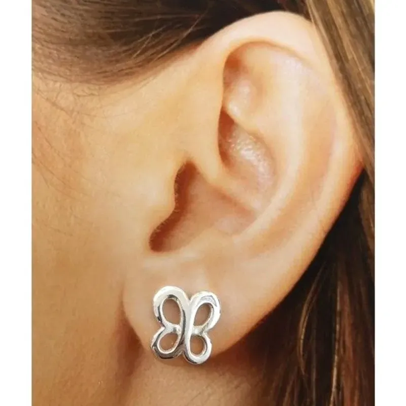 Pendientes plata Ley 925m mariposa calada [AB1202]