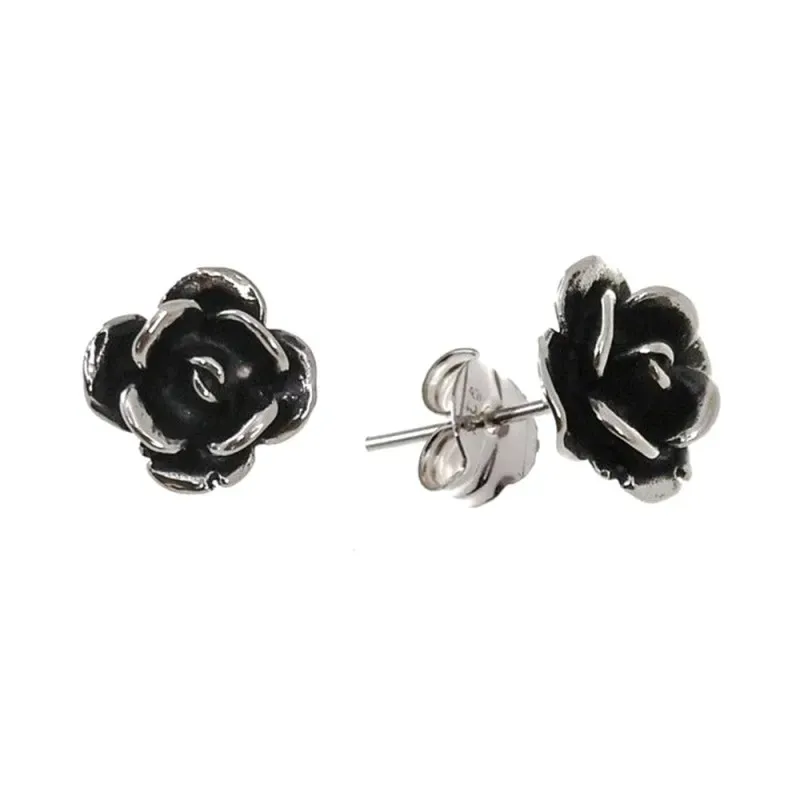 Pendientes plata Ley 925m rosa oxidada pequeña [AB1176]
