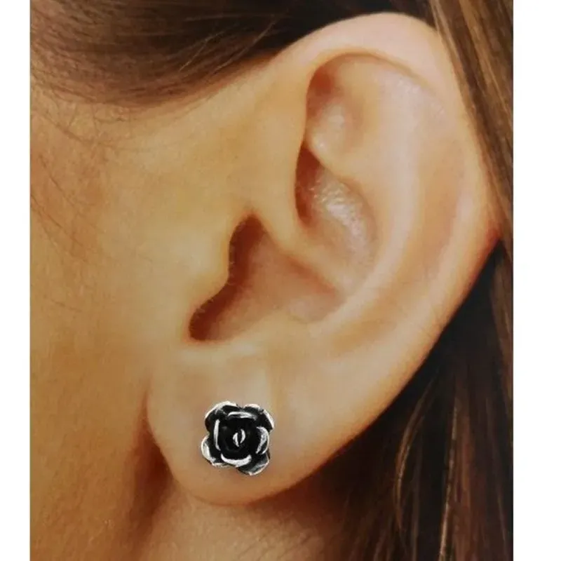 Pendientes plata Ley 925m rosa oxidada pequeña [AB1176]