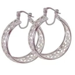 Pendientes plata Ley 925m aro tallado moruno 30mm. [AB1215]