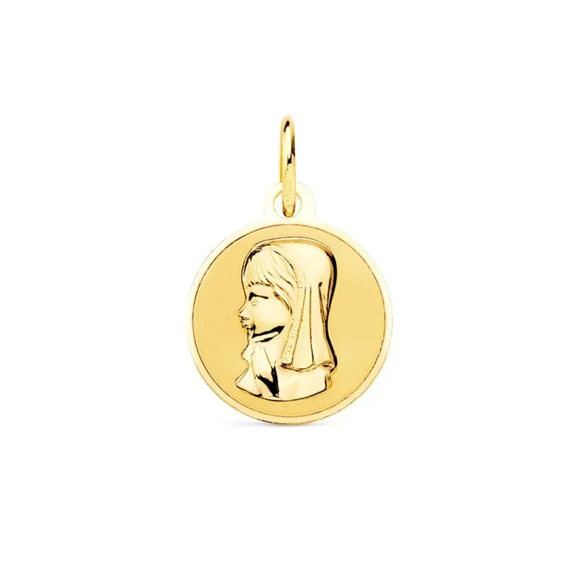 Medalla oro 18k Virgen Niña 14mm. [AB3772]
