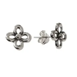 Pendientes plata Ley 925m flor oxidada 10mm. calados [AB5356]