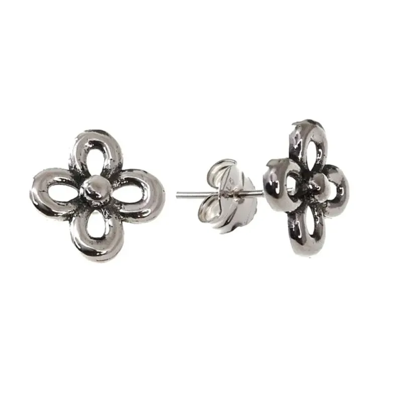 Pendientes plata Ley 925m flor oxidada 10mm. calados [AB5356]