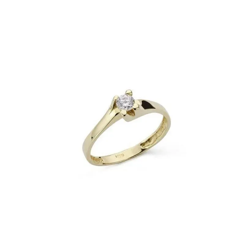 Solitario en Oro de 18k con circonita centro cabeza de 6 mm.