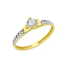 Solitario en Oro Bicolor de 18k con circonitas
