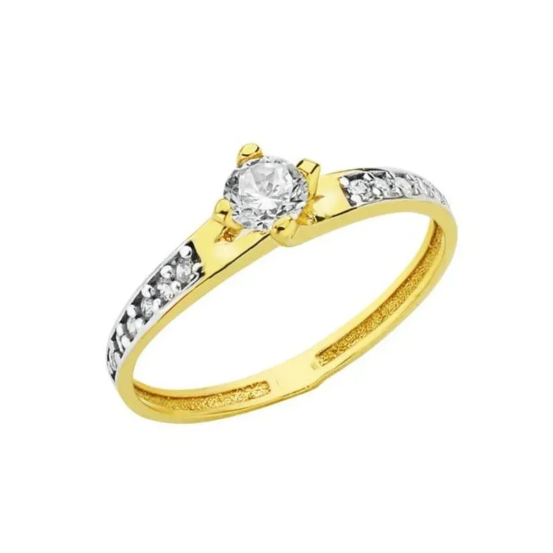 Solitario en Oro Bicolor de 18k con circonitas