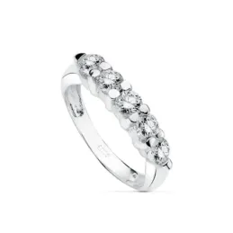 Sortija Quintillo en Oro Blanco de 18k circonitas de 4 mm.