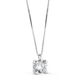 Gargantilla en Oro Blanco de 18k con 42 cm. cadena veneciana colgante