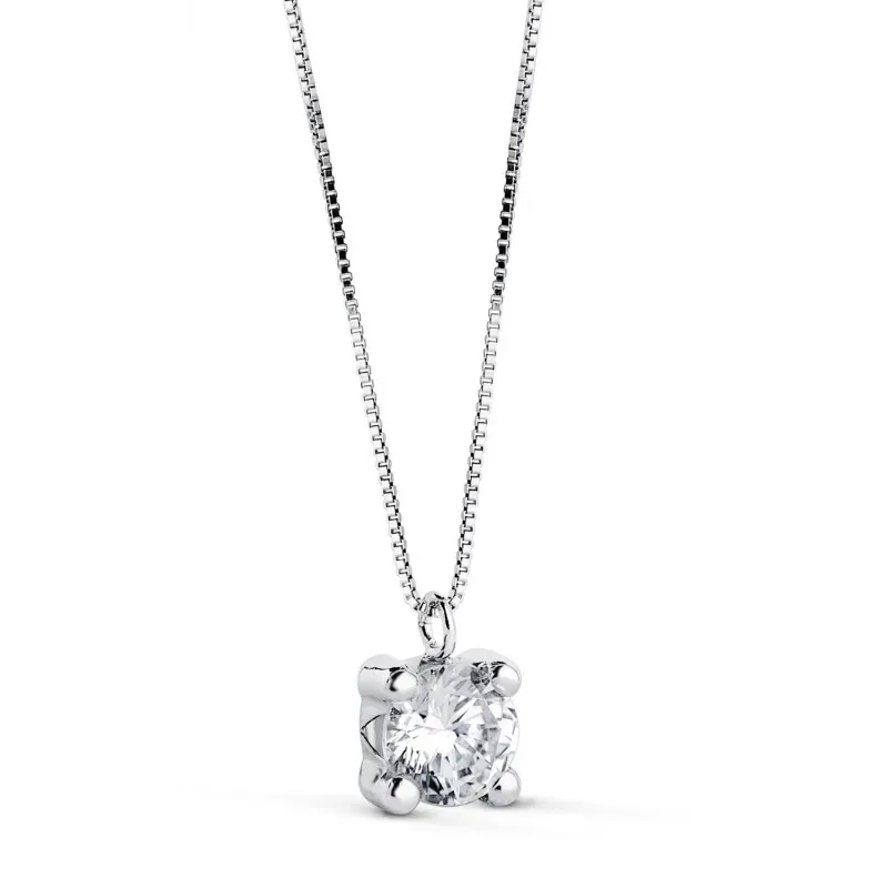 Gargantilla en Oro Blanco de 18k con 42 cm. cadena veneciana colgante