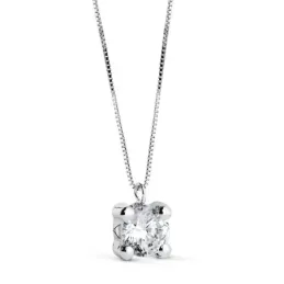Gargantilla en Oro Blanco de 18k cadena veneciana con 42 cm. colgante