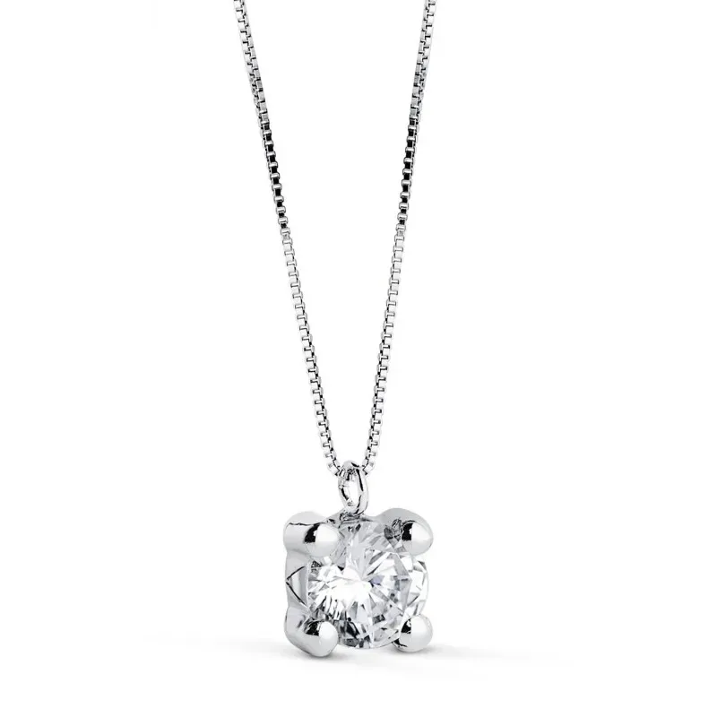 Gargantilla en Oro Blanco de 18k cadena veneciana con 42 cm. colgante