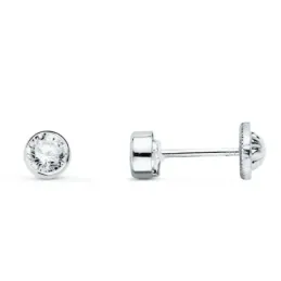Pendientes en Oro Blanco de 18k con chatón de 3 cm. circonita