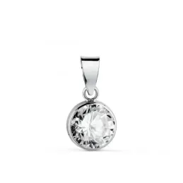 Colgante en Oro Blanco de 18k chatón de 7.5 mm. con circonita