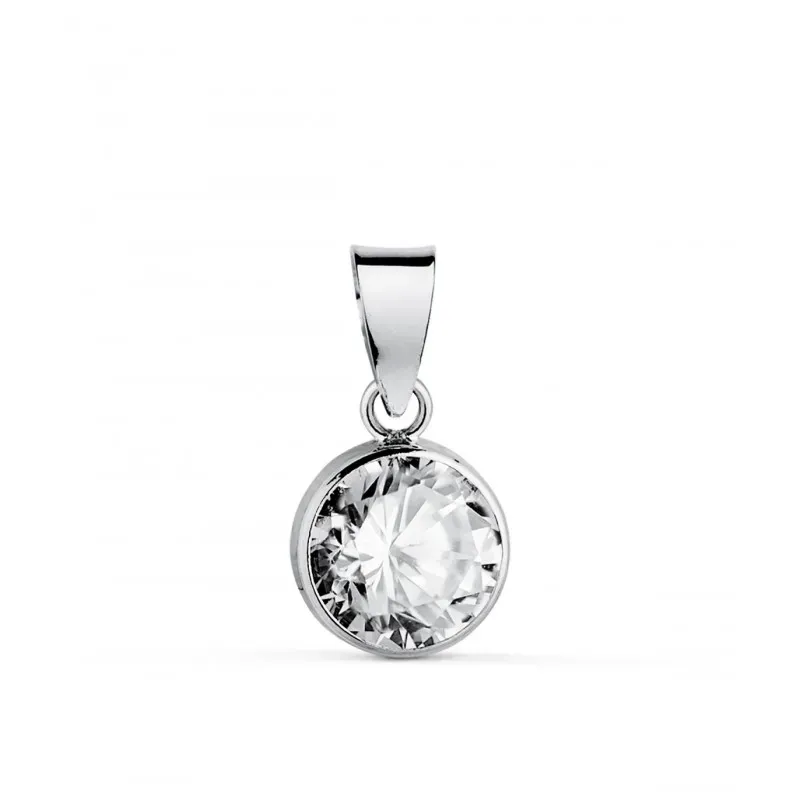 Colgante en Oro Blanco de 18k chatón de 7.5 mm. con circonita