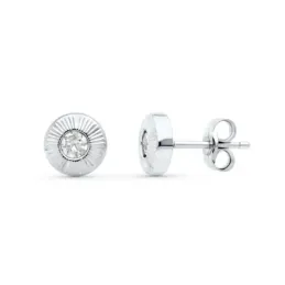 Pendientes en Oro Blanco de 18k redondos con 6 mm. y circonita centra