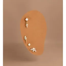 Pendientes en Oro Bicolor de 18k con 9 mm. forma de luna con circonit