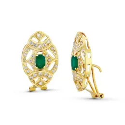 Pendientes en Oro de 18k con 24 mm. con piedra fina