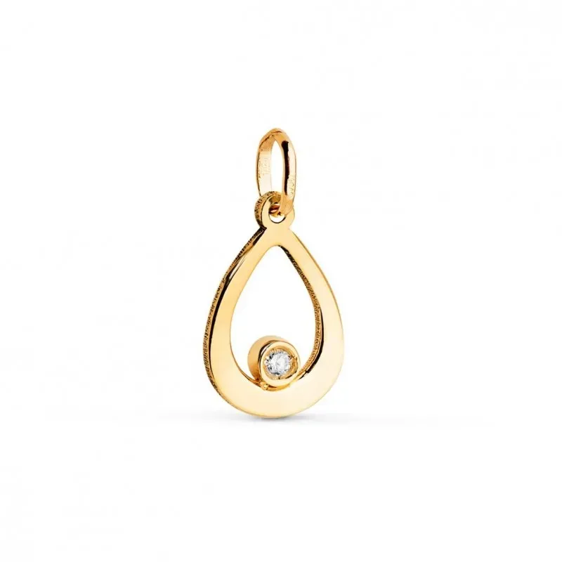 Colgante en Oro de 18k con forma de gota 12.5 mm. con diamante natura