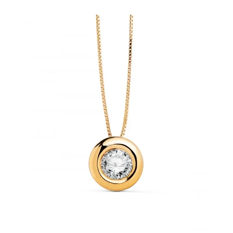 Gargantilla en Oro de 18k con 42 cm. con chatón 8 mm. diamante de lab