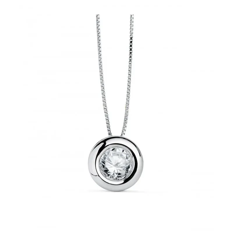 Gargantilla en Oro Blanco de 18k con 42 cm. con chatón 8 mm. diamante