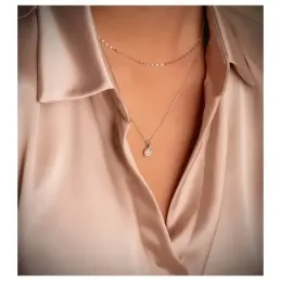 Colgante en Oro Blanco de 18k con 6.5mm. con diamantes de laboratorio