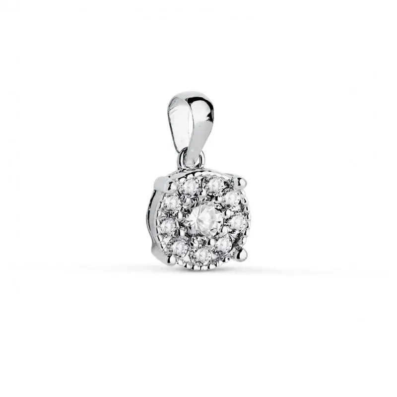 Colgante en Oro Blanco de 18k con 6.5mm. con diamantes de laboratorio