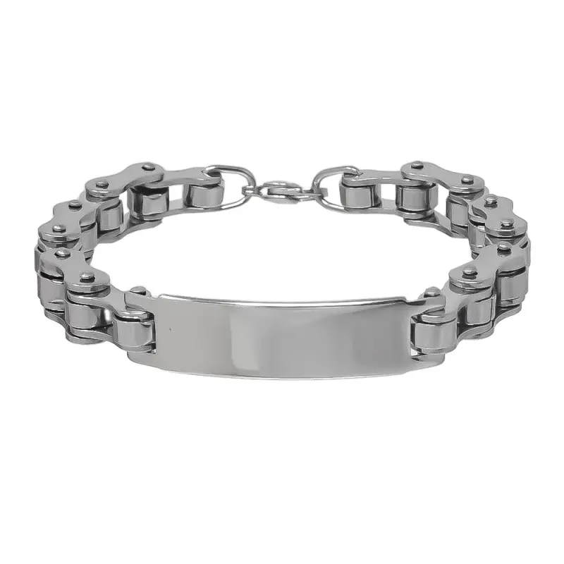 Pulsera Acero Inoxidable 316L 21 cm. eslabones cadena chapa lisa. Gra