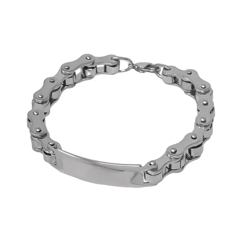 Pulsera en Acero Inoxidable 316L con 21 cm. eslabones cadena y chapa