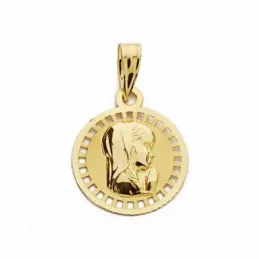 Medalla oro 9k Virgen Niña 17mm. calada [AA1751]
