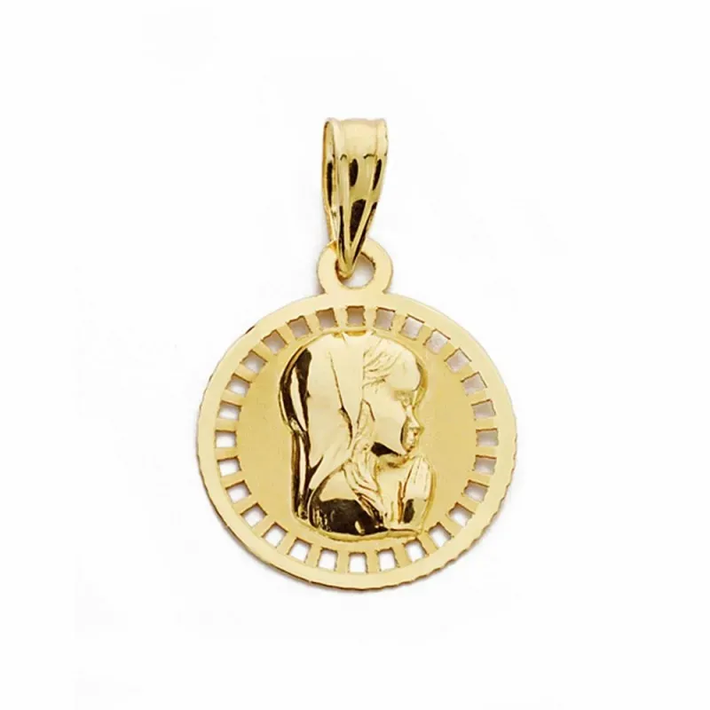 Medalla oro 9k Virgen Niña 17mm. calada [AA1751]