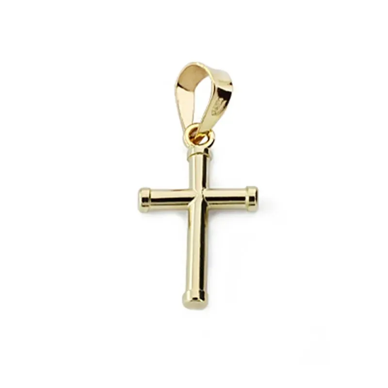 Colgante oro 9k cruz 19mm. lisa puntas chatones sin cristo palo redondo