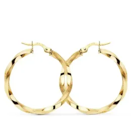 Pendientes oro 9k mujer aros 29 mm. reliados mate brillo