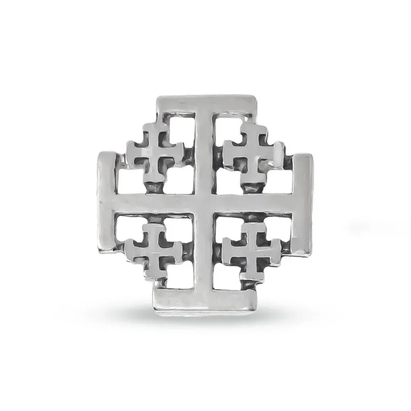 Cruz de Jerusalén Pin en Plata Ley 925m macizo con 17 mm. cierre tras