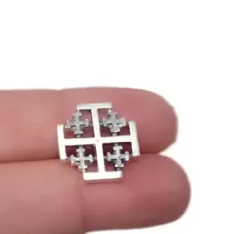 Cruz de Jerusalén Pin en Plata Ley 925m macizo con 17 mm. cierre tras