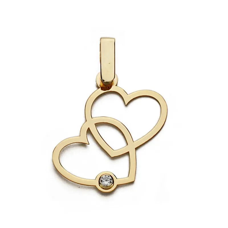 Colgante corazones oro 9k 20mm. [AA0740]