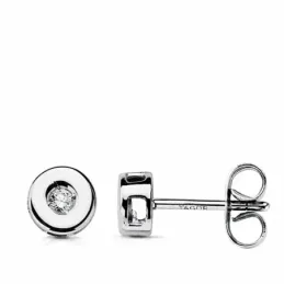 Pendientes oro blanco 18k brillantes diamantes 0.07ct [AA1799]