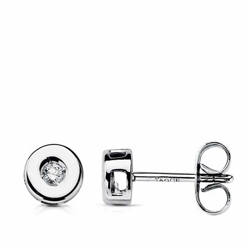 Pendientes oro blanco 18k brillantes diamantes 0.07ct [AA1799]