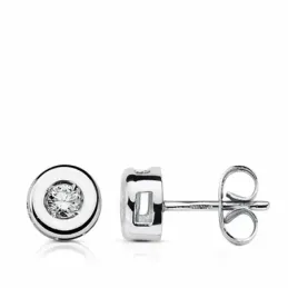 Pendientes oro blanco 18k diamantes brillantes 0.22ct 6.5mm. [AA1811]